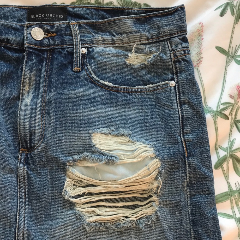 Brand new black orchid jean skirt